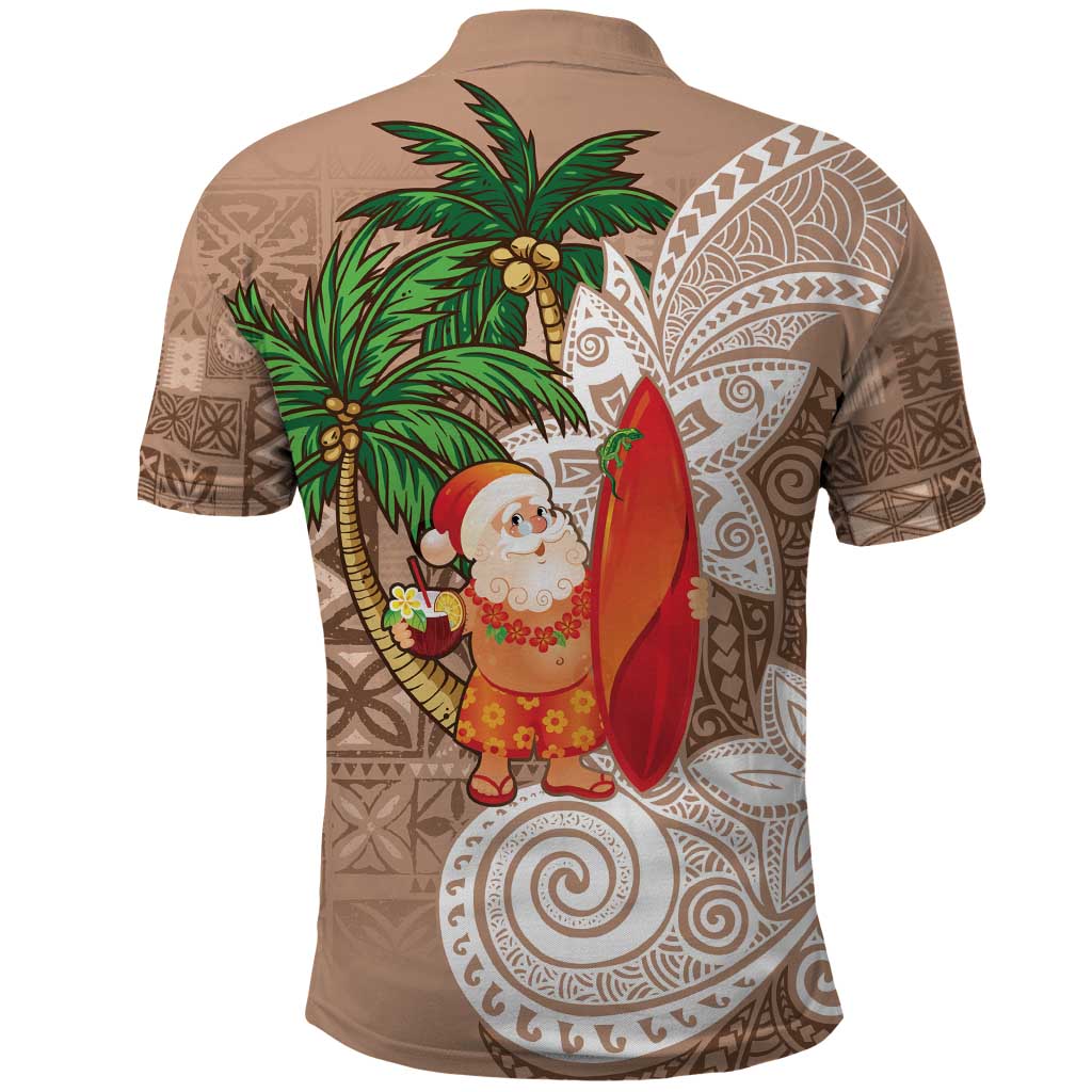 Polynesian Polo Shirt Tropical Santa - Plumeria Beige Vintage LT7 - Polynesian Pride