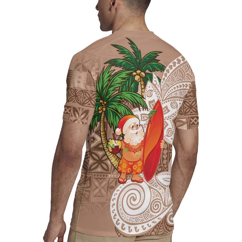 Polynesian Rugby Jersey Tropical Santa - Plumeria Beige Vintage