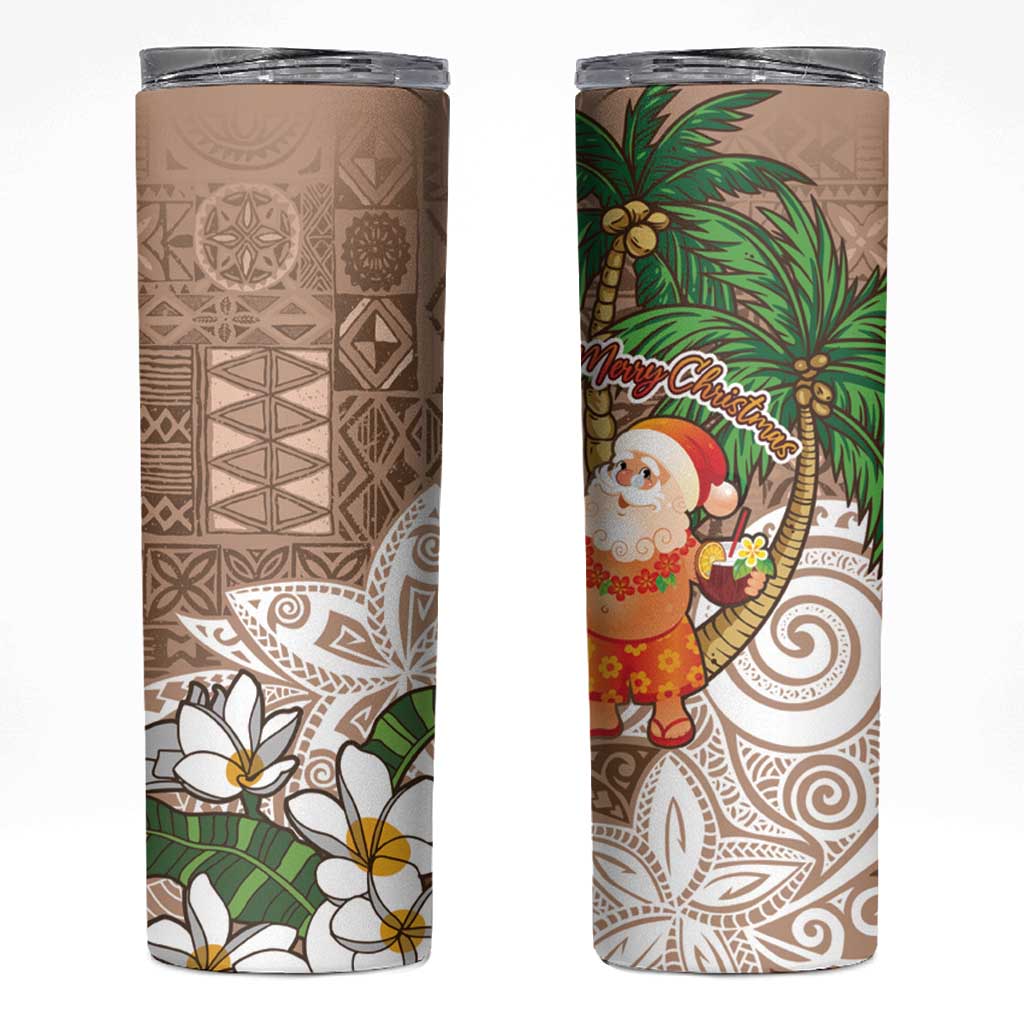 Polynesian Skinny Tumbler Tropical Santa - Plumeria Beige Vintage LT7 Beige - Polynesian Pride