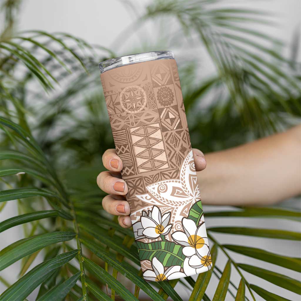 Polynesian Skinny Tumbler Tropical Santa - Plumeria Beige Vintage LT7 - Polynesian Pride
