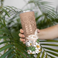 Polynesian Skinny Tumbler Tropical Santa - Plumeria Beige Vintage LT7 - Polynesian Pride