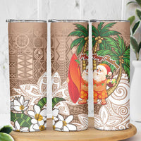 Polynesian Skinny Tumbler Tropical Santa - Plumeria Beige Vintage LT7 - Polynesian Pride