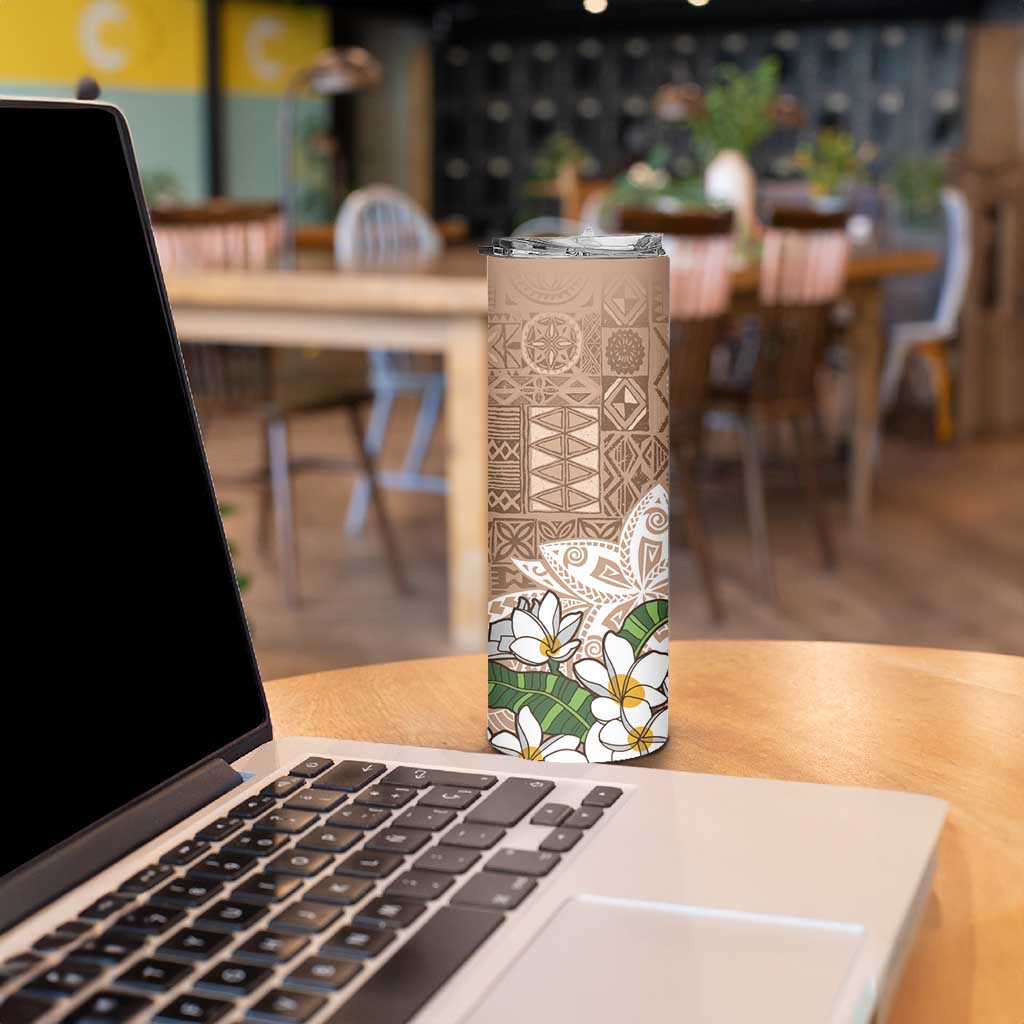 Polynesian Skinny Tumbler Tropical Santa - Plumeria Beige Vintage LT7 - Polynesian Pride