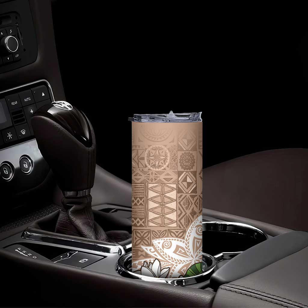 Polynesian Skinny Tumbler Tropical Santa - Plumeria Beige Vintage LT7 - Polynesian Pride