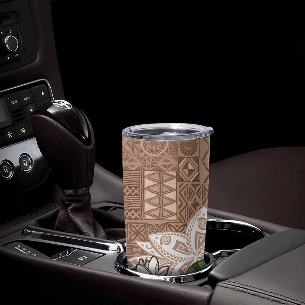 Polynesian Tumbler Cup Tropical Santa - Plumeria Beige Vintage