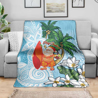 Polynesian Blanket Tropical Santa - Plumeria Turquoise Vintage