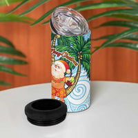 Polynesian 4 in 1 Can Cooler Tumbler Tropical Santa - Plumeria Turquoise Vintage