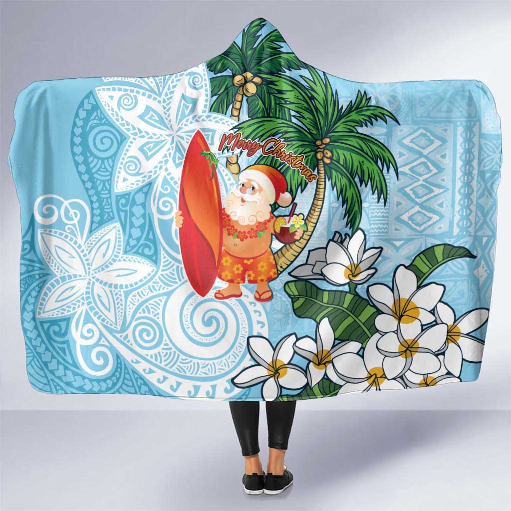 Polynesian Hooded Blanket Tropical Santa - Plumeria Turquoise Vintage LT7 One Size Turquoise - Polynesian Pride