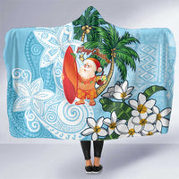 Polynesian Hooded Blanket Tropical Santa - Plumeria Turquoise Vintage LT7 One Size Turquoise - Polynesian Pride