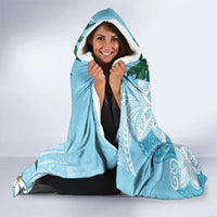 Polynesian Hooded Blanket Tropical Santa - Plumeria Turquoise Vintage LT7 - Polynesian Pride