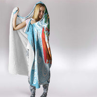 Polynesian Hooded Blanket Tropical Santa - Plumeria Turquoise Vintage LT7 - Polynesian Pride