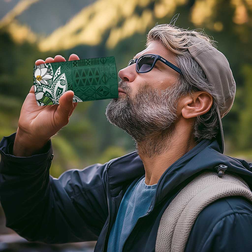 Polynesian 4 in 1 Can Cooler Tumbler Tropical Santa - Plumeria Green Vintage