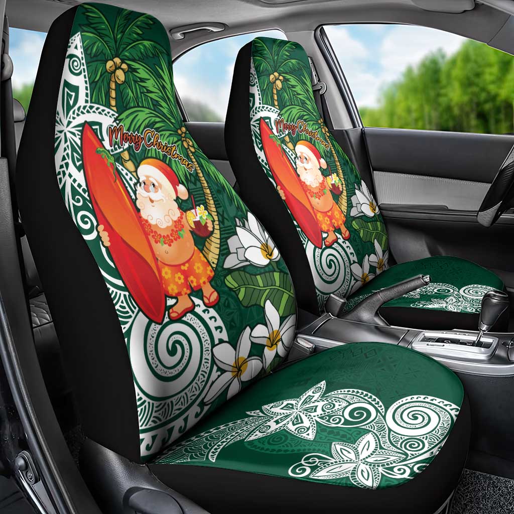 Polynesian Car Seat Cover Tropical Santa - Plumeria Green Vintage