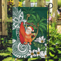 Polynesian Garden Flag Tropical Santa - Plumeria Green Vintage