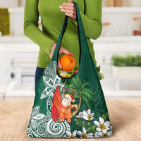 Polynesian Grocery Bag Tropical Santa - Plumeria Green Vintage
