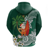 Polynesian Zip Hoodie Tropical Santa - Plumeria Green Vintage