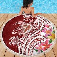 Aloha Hawaii Island Personalized Beach Blanket Crimson Dreamy Turtle