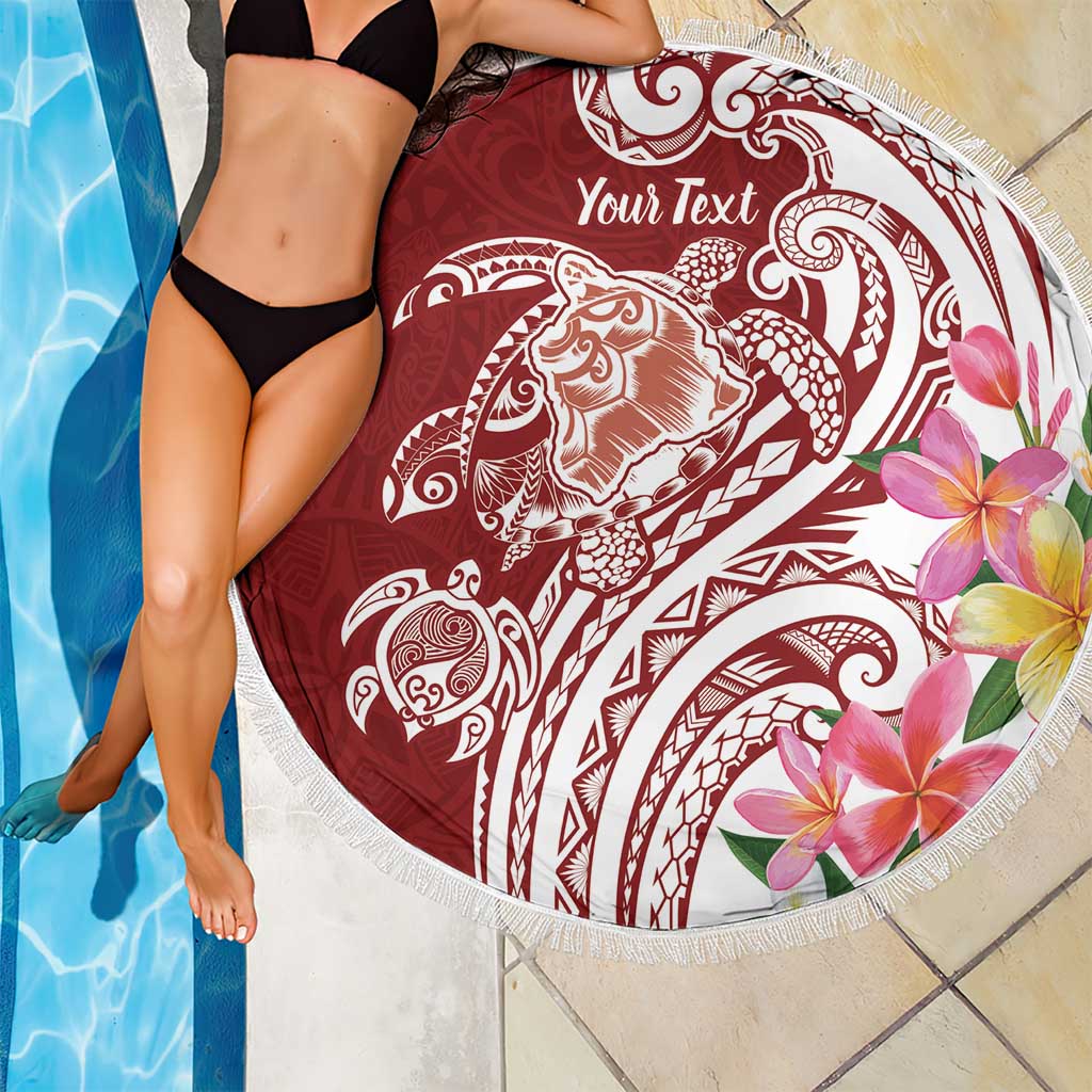 Aloha Hawaii Island Personalized Beach Blanket Crimson Dreamy Turtle