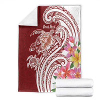 Aloha Hawaii Island Personalized Blanket Crimson Dreamy Turtle