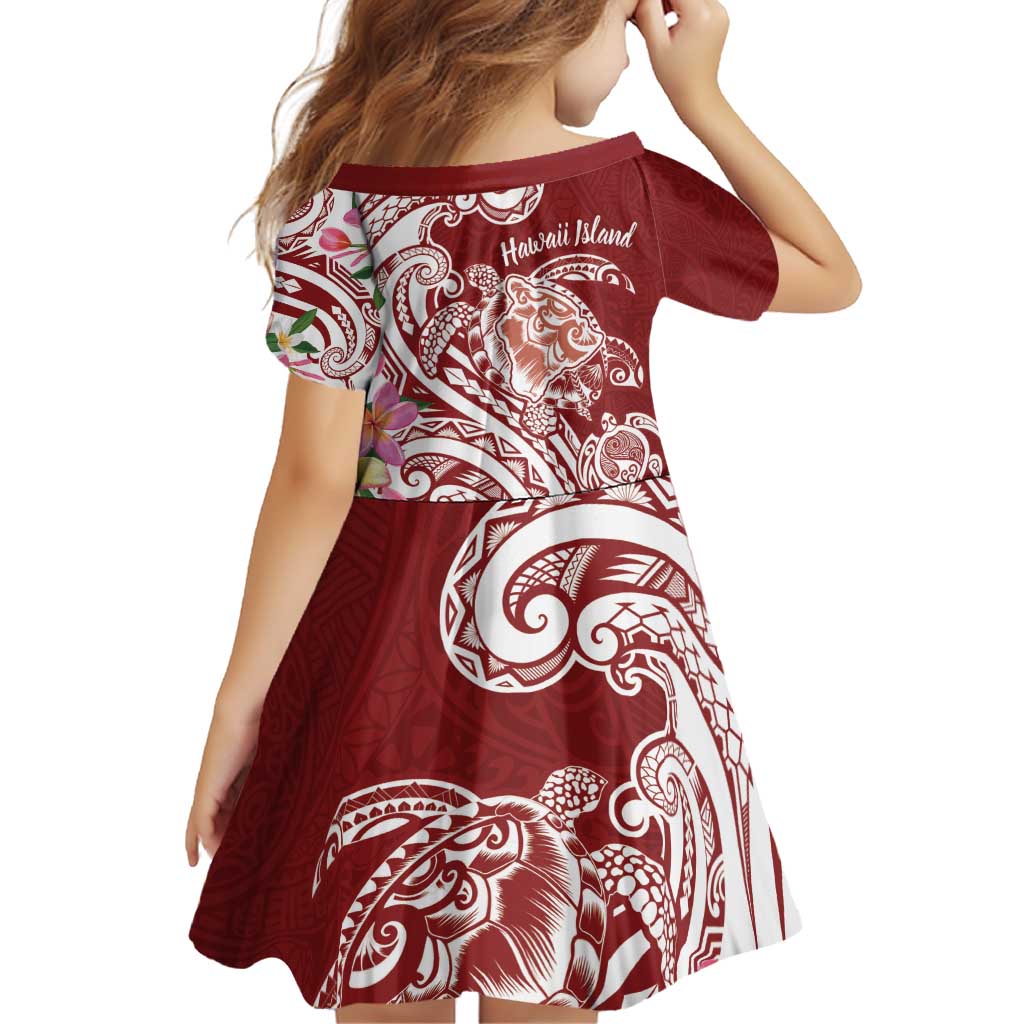 Aloha Hawaii Island Personalized Family Matching Off Shoulder Short Dress and Hawaiian Shirt Crimson Dreamy Turtle