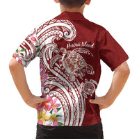 Aloha Hawaii Island Personalized Family Matching Puletasi and Hawaiian Shirt Crimson Dreamy Turtle