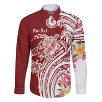 Aloha Hawaii Island Personalized Family Matching Short Sleeve Bodycon Dress and Hawaiian Shirt Crimson Dreamy Turtle