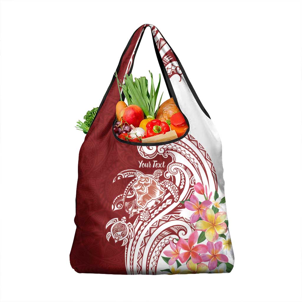 Aloha Hawaii Island Personalized Grocery Bag Crimson Dreamy Turtle