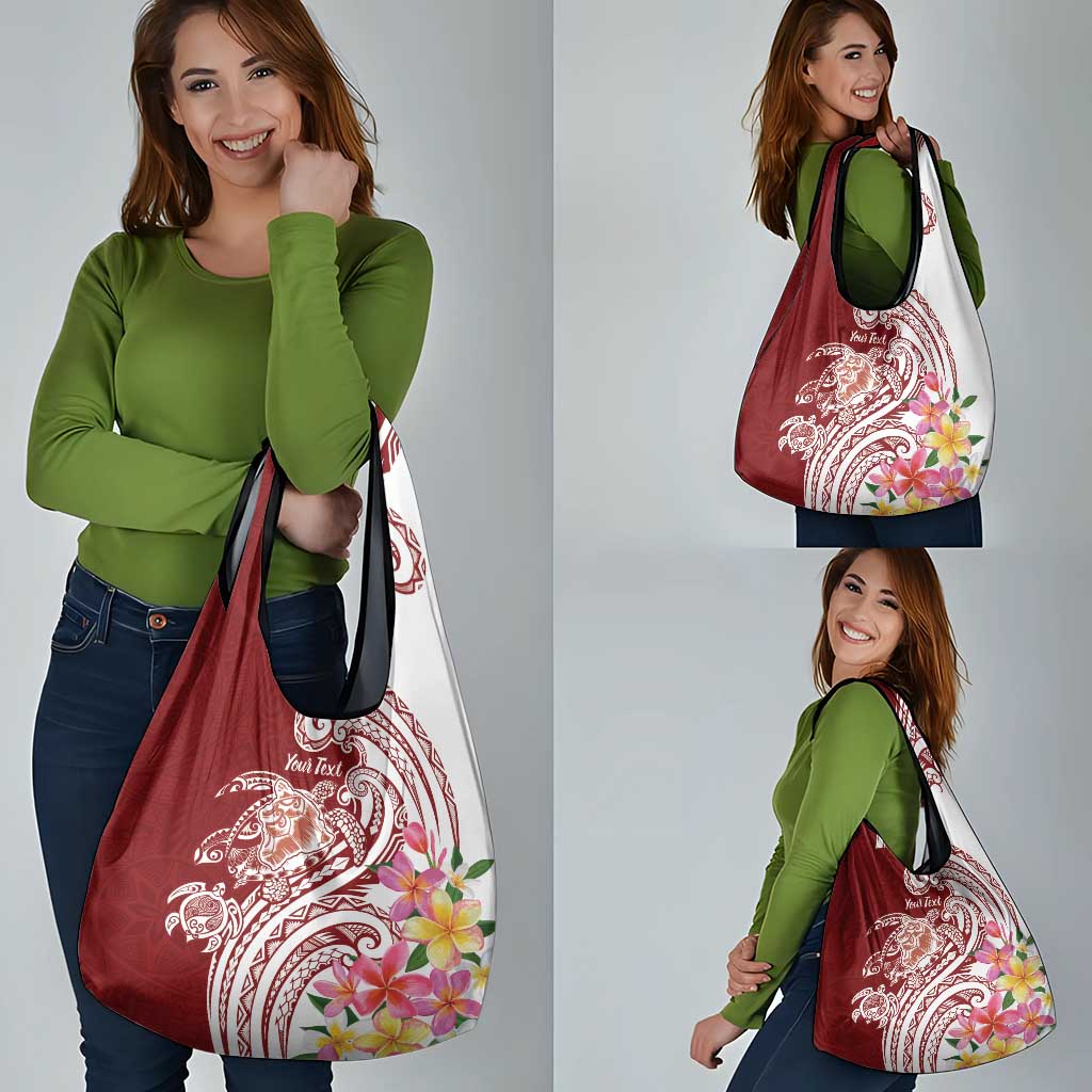 Aloha Hawaii Island Personalized Grocery Bag Crimson Dreamy Turtle