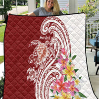 Aloha Hawaii Island Personalized Quilt Crimson Dreamy Turtle