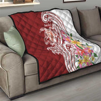 Aloha Hawaii Island Personalized Quilt Crimson Dreamy Turtle