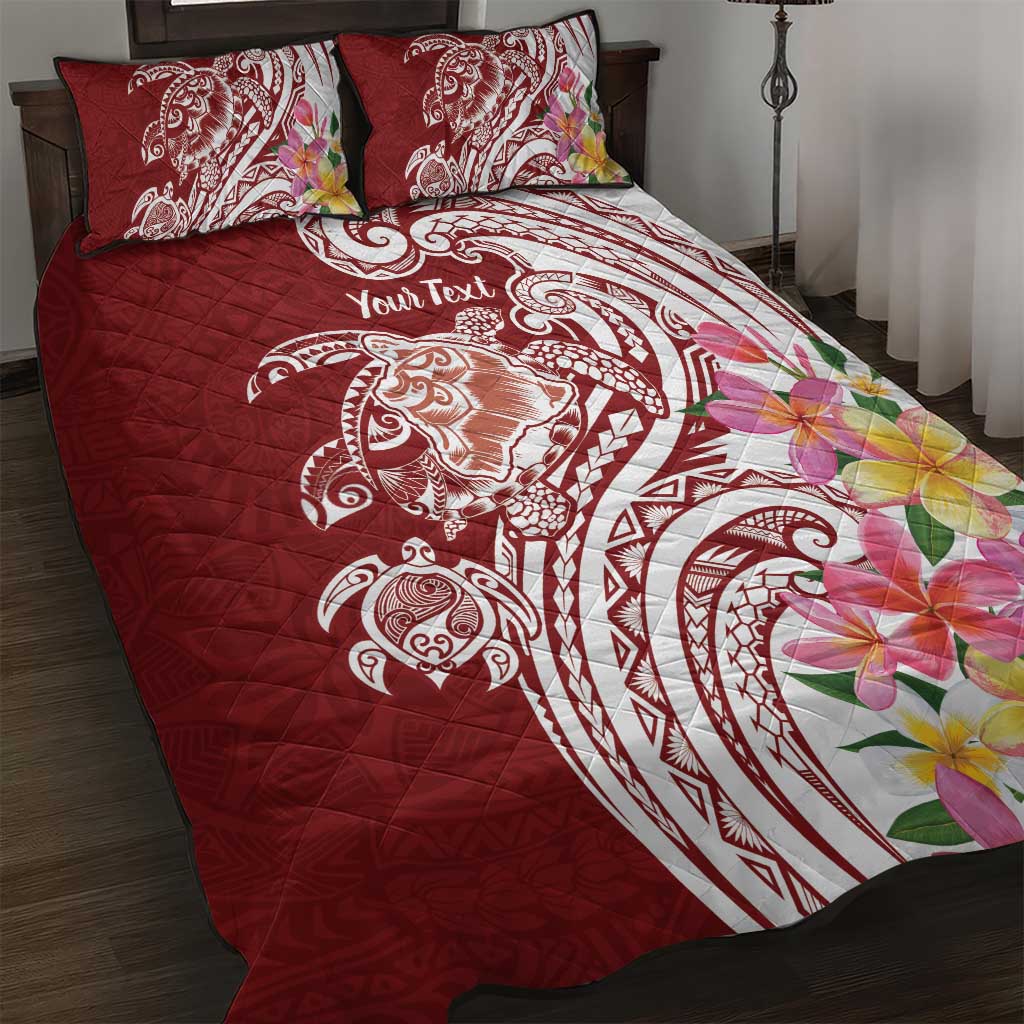 Aloha Hawaii Island Personalized Quilt Bed Set Crimson Dreamy Turtle