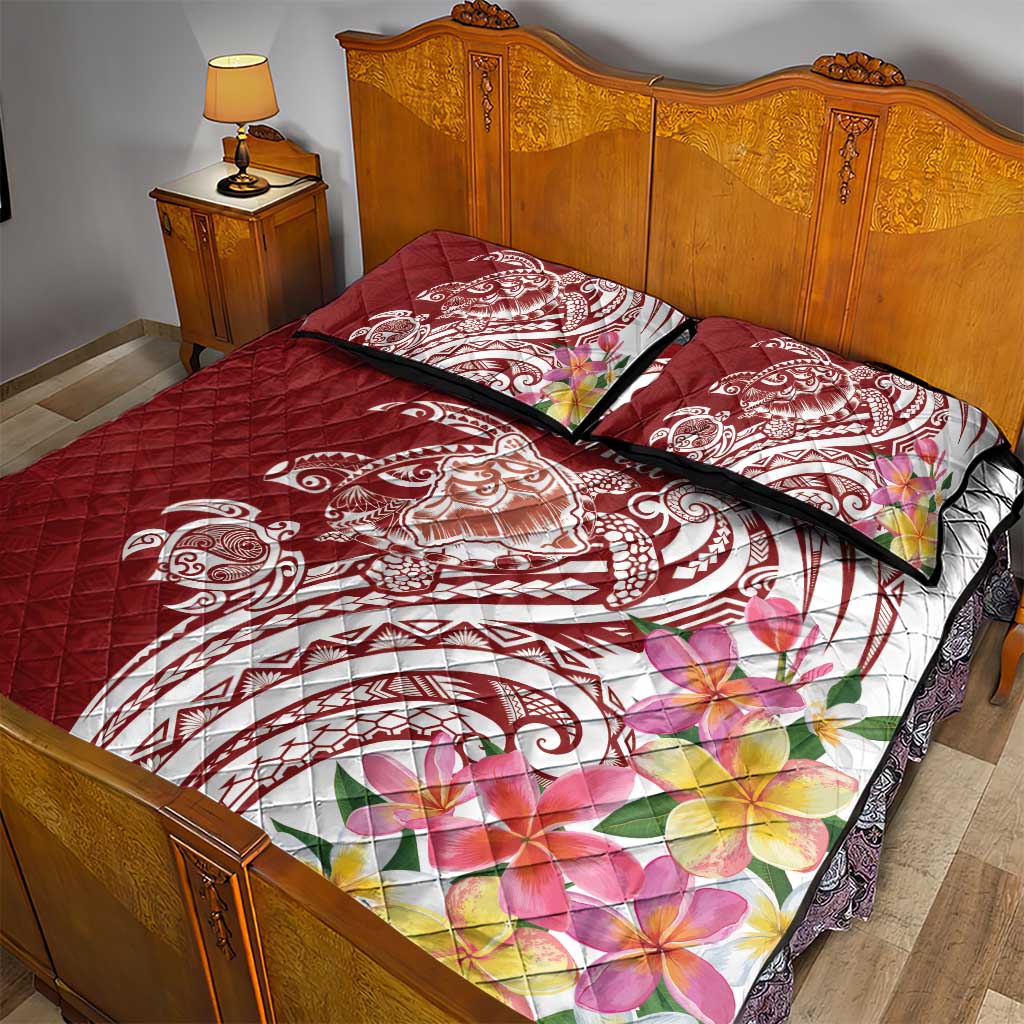 Aloha Hawaii Island Personalized Quilt Bed Set Crimson Dreamy Turtle