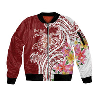 Aloha Hawaii Island Personalized Sleeve Zip Bomber Jacket Crimson Dreamy Turtle
