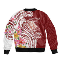 Aloha Hawaii Island Personalized Sleeve Zip Bomber Jacket Crimson Dreamy Turtle