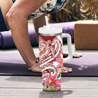Aloha Hawaii Island Personalized Tumbler With Handle Crimson Dreamy Turtle