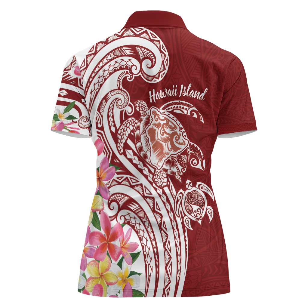 Aloha Hawaii Island Personalized Women Polo Shirt Crimson Dreamy Turtle