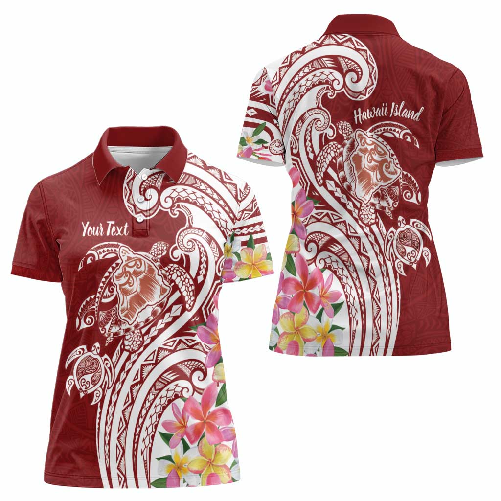 Aloha Hawaii Island Personalized Women Polo Shirt Crimson Dreamy Turtle