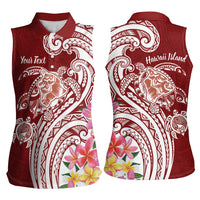 Aloha Hawaii Island Personalized Women Sleeveless Polo Shirt Crimson Dreamy Turtle