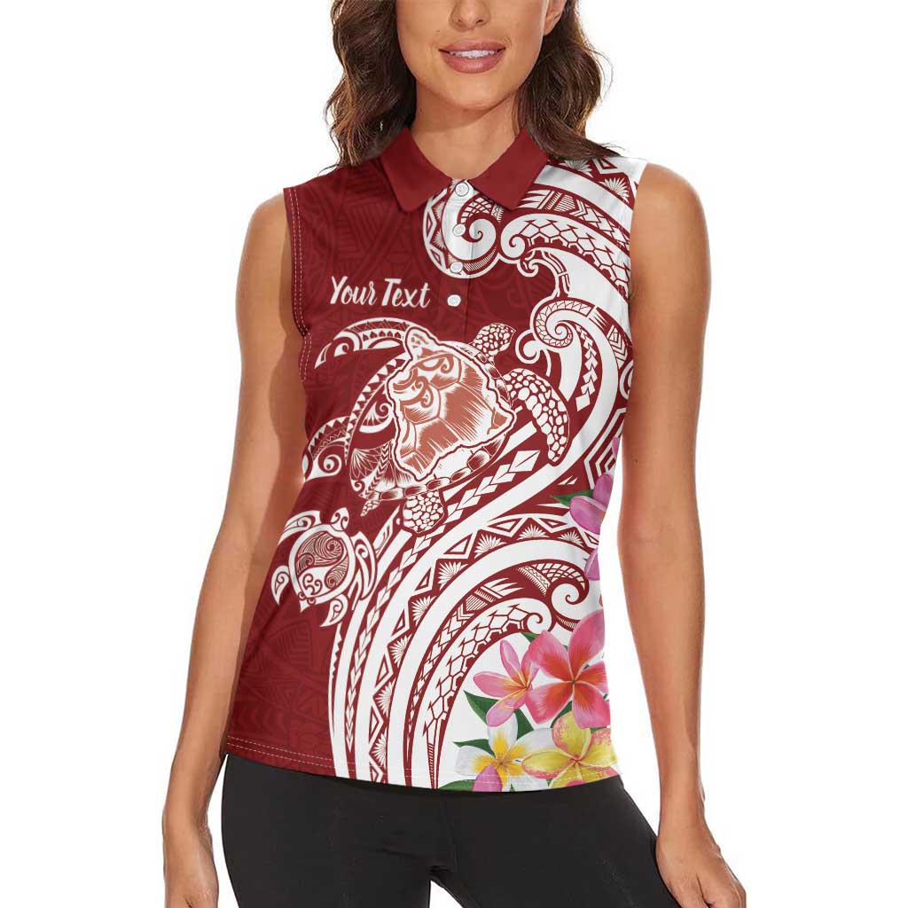 Aloha Hawaii Island Personalized Women Sleeveless Polo Shirt Crimson Dreamy Turtle