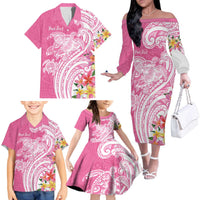 Aloha Maui Island Personalized Family Matching Off The Shoulder Long Sleeve Dress and Hawaiian Shirt Rose Dreamy Turtle LT7 - Polynesian Pride