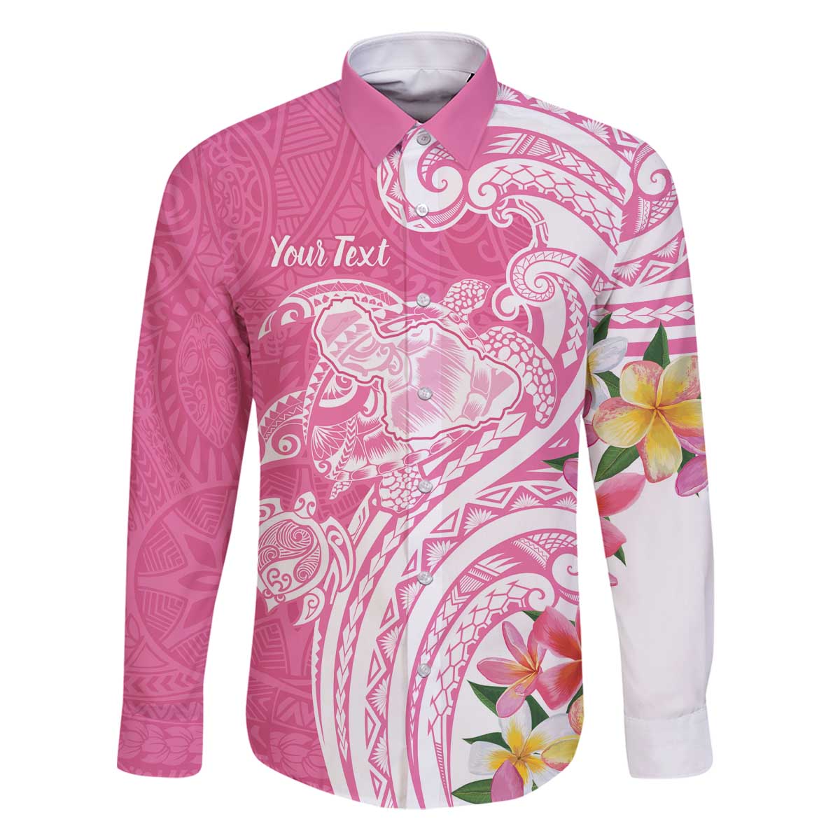 Aloha Maui Island Personalized Family Matching Off The Shoulder Long Sleeve Dress and Hawaiian Shirt Rose Dreamy Turtle LT7 Dad's Shirt - Long Sleeve Rose Pink - Polynesian Pride