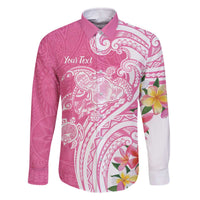 Aloha Maui Island Personalized Family Matching Off The Shoulder Long Sleeve Dress and Hawaiian Shirt Rose Dreamy Turtle LT7 Dad's Shirt - Long Sleeve Rose Pink - Polynesian Pride