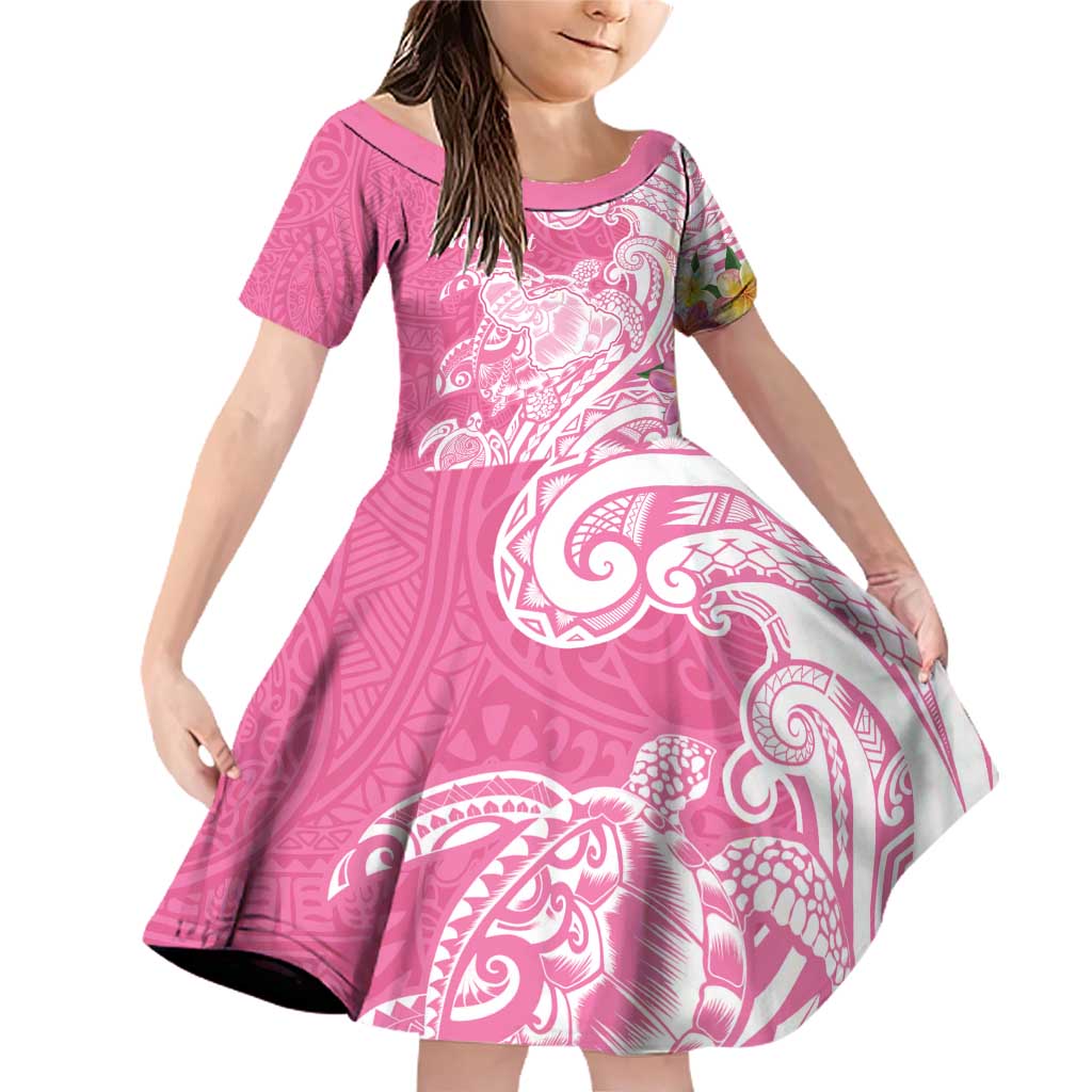 Aloha Maui Island Personalized Family Matching Off Shoulder Short Dress and Hawaiian Shirt Rose Dreamy Turtle