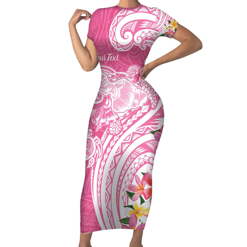 Aloha Maui Island Personalized Family Matching Short Sleeve Bodycon Dress and Hawaiian Shirt Rose Dreamy Turtle