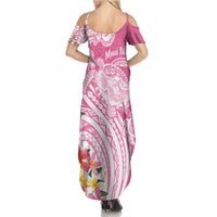 Aloha Maui Island Personalized Family Matching Summer Maxi Dress and Hawaiian Shirt Rose Dreamy Turtle
