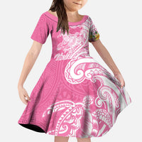 Aloha Maui Island Personalized Kid Short Sleeve Dress Rose Dreamy Turtle LT7 KID Rose Pink - Polynesian Pride