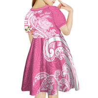 Aloha Maui Island Personalized Kid Short Sleeve Dress Rose Dreamy Turtle LT7 - Polynesian Pride