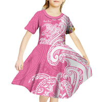 Aloha Maui Island Personalized Kid Short Sleeve Dress Rose Dreamy Turtle LT7 - Polynesian Pride