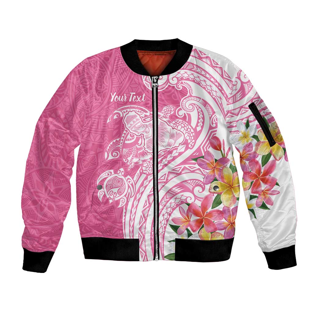 Aloha Maui Island Personalized Sleeve Zip Bomber Jacket Rose Dreamy Turtle