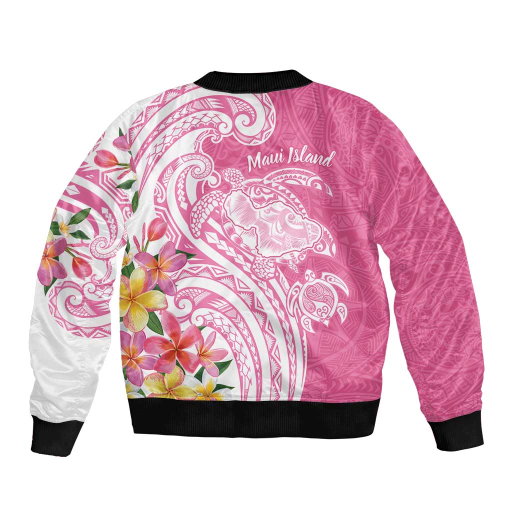 Aloha Maui Island Personalized Sleeve Zip Bomber Jacket Rose Dreamy Turtle